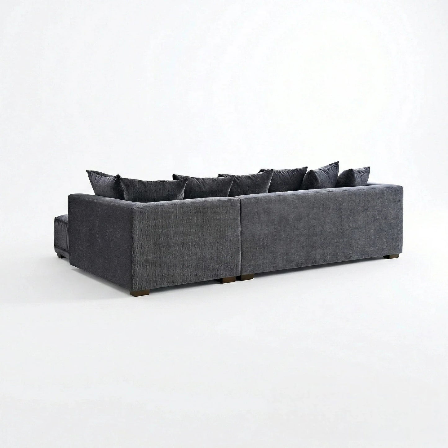 ALUXO Gramercy Right Hand Facing Corner Sofa In Steel Grey Velvet