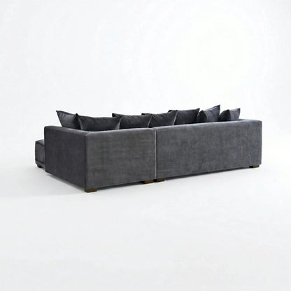 ALUXO Gramercy Right Hand Facing Corner Sofa In Steel Grey Velvet