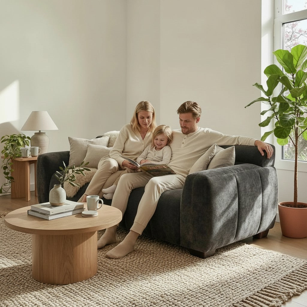ALUXO Harlem 3 Seater Sofa In Cocoa Chocolate Velvet And Channel Stitch