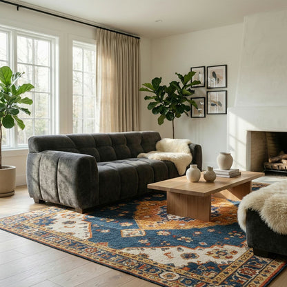 ALUXO Harlem 3 Seater Sofa In Cocoa Chocolate Velvet And Channel Stitch