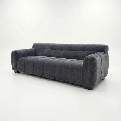 ALUXO Harlem 3 Seater Sofa In Cocoa Chocolate Velvet And Channel Stitch