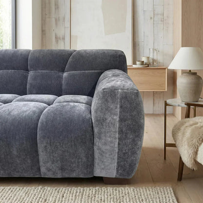 ALUXO Harlem Deep Channel Stitched 2 Seater Sofa In Cocoa Chocolate Mermaid Velvet