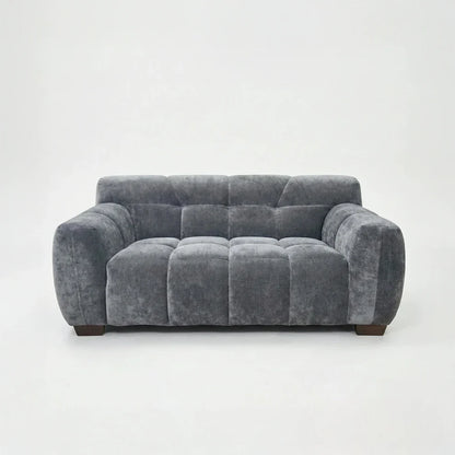 ALUXO Harlem Deep Channel Stitched 2 Seater Sofa In Cocoa Chocolate Mermaid Velvet