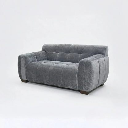 ALUXO Harlem Deep Channel Stitched 2 Seater Sofa In Cocoa Chocolate Mermaid Velvet