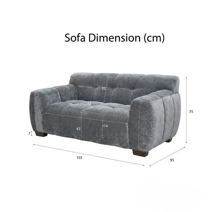 ALUXO Harlem Deep Channel Stitched 2 Seater Sofa In Cocoa Chocolate Mermaid Velvet