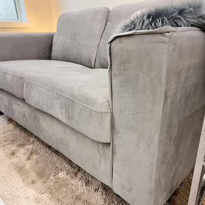 Hudson 3+2 Seater Sofa With Fixed Back Cushion In Steel Grey Velvet
