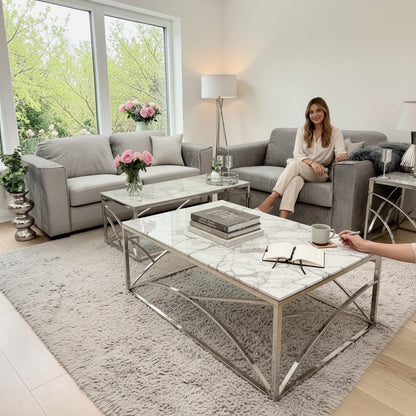 Hudson 3+2 Seater Sofa With Fixed Back Cushion In Steel Grey Velvet