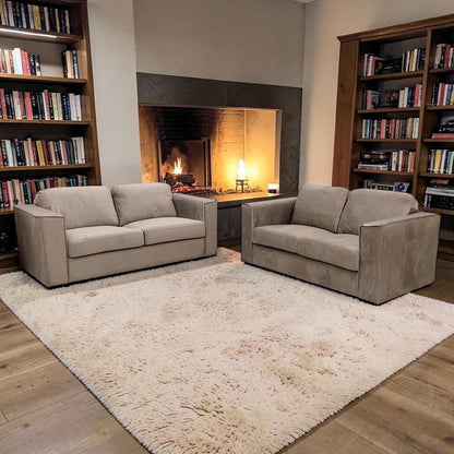 Hudson 3+2 Seater Sofa With Fixed Back Cushion In Steel Grey Velvet