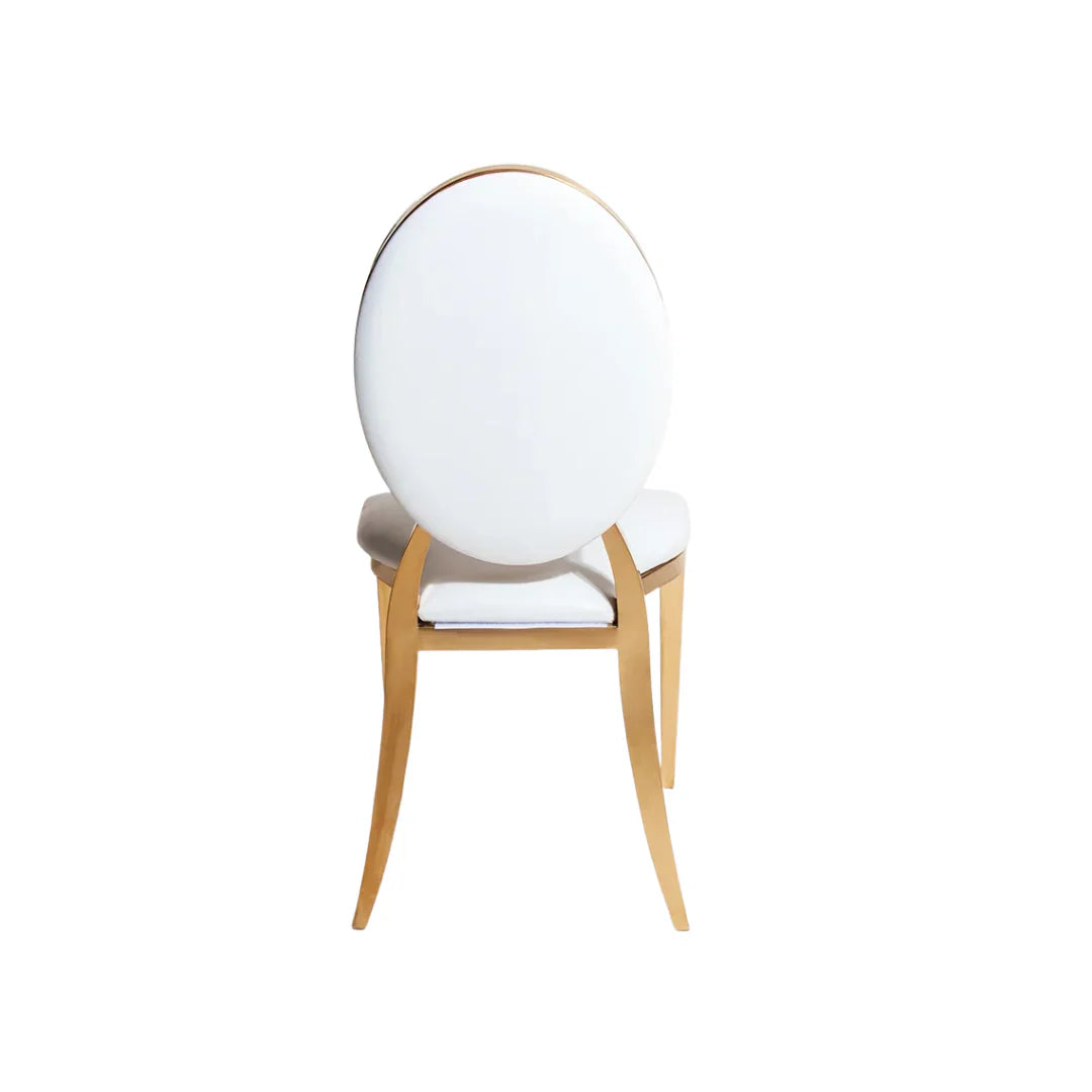 Jasmine Dining Chair In White PU Leather And Gold Legs