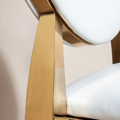 Jasmine Dining Chair In White PU Leather And Gold Legs