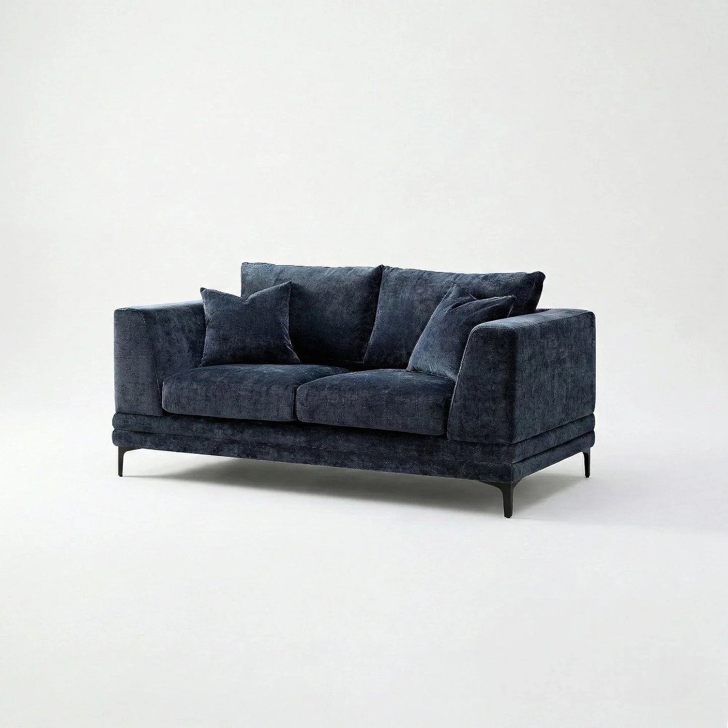 ALUXO Lenox 2 Seater Sofa In Aegean Blue Mermaid Velvet