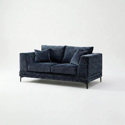 ALUXO Lenox 2 Seater Sofa In Aegean Blue Mermaid Velvet