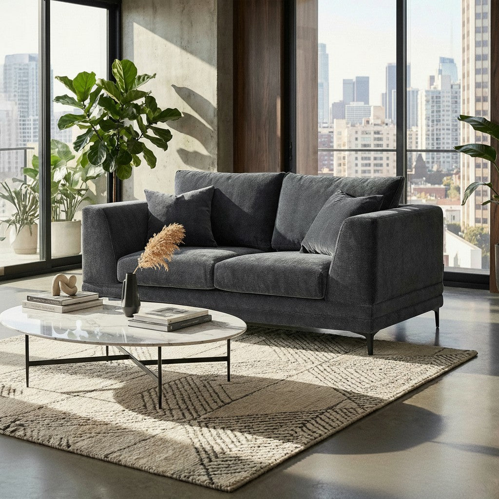ALUXO Lenox 2 Seater Sofa In Aegean Blue Mermaid Velvet