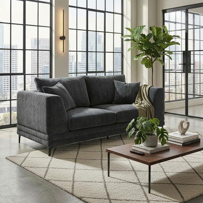 ALUXO Lenox 2 Seater Sofa In Aegean Blue Mermaid Velvet