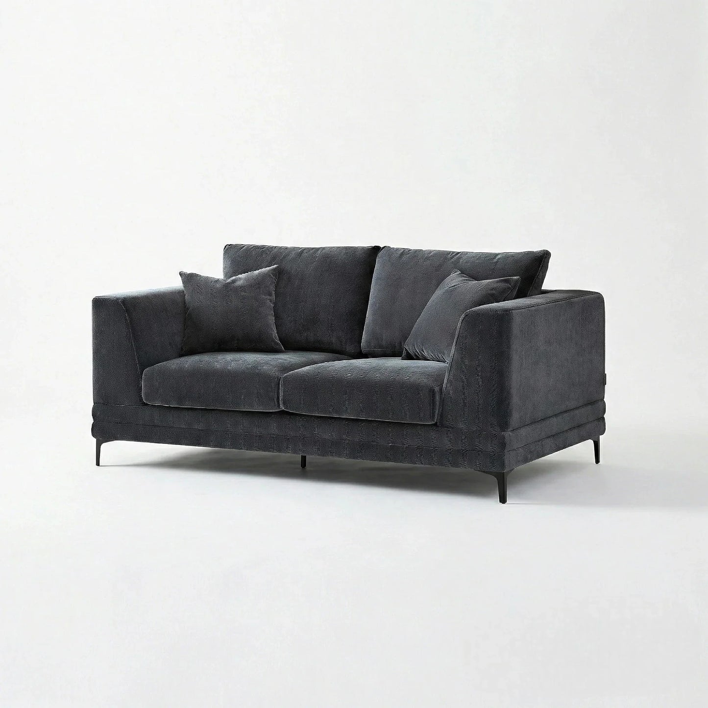 ALUXO Lenox 2 Seater Sofa In Aegean Blue Mermaid Velvet