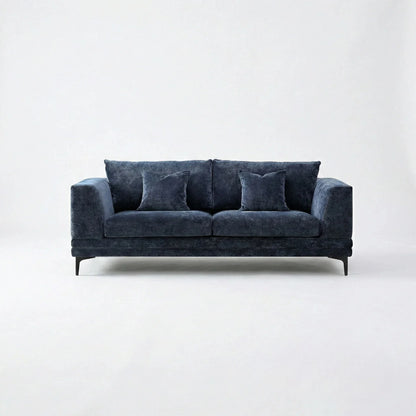 ALUXO Lenox 3 Seater Sofa In Steel Grey Mermaid Velvet