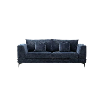 ALUXO Lenox 3 Seater Sofa In Steel Grey Mermaid Velvet