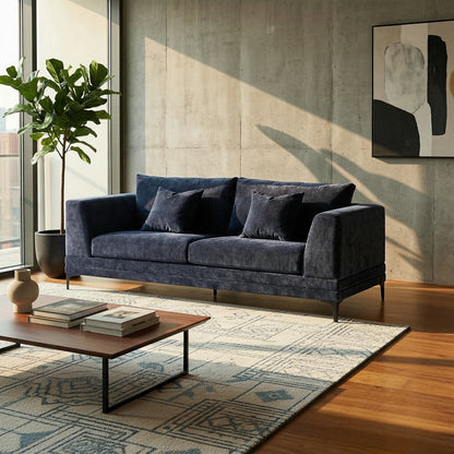 ALUXO Lenox 3 Seater Sofa In Steel Grey Mermaid Velvet