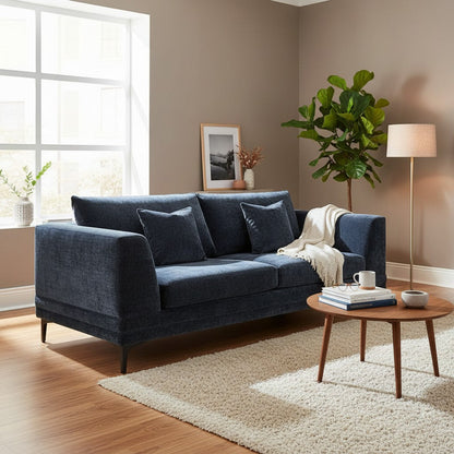 ALUXO Lenox 3 Seater Sofa In Steel Grey Mermaid Velvet