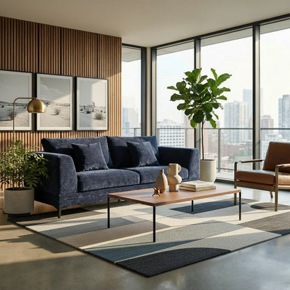 ALUXO Lenox 3 Seater Sofa In Steel Grey Mermaid Velvet