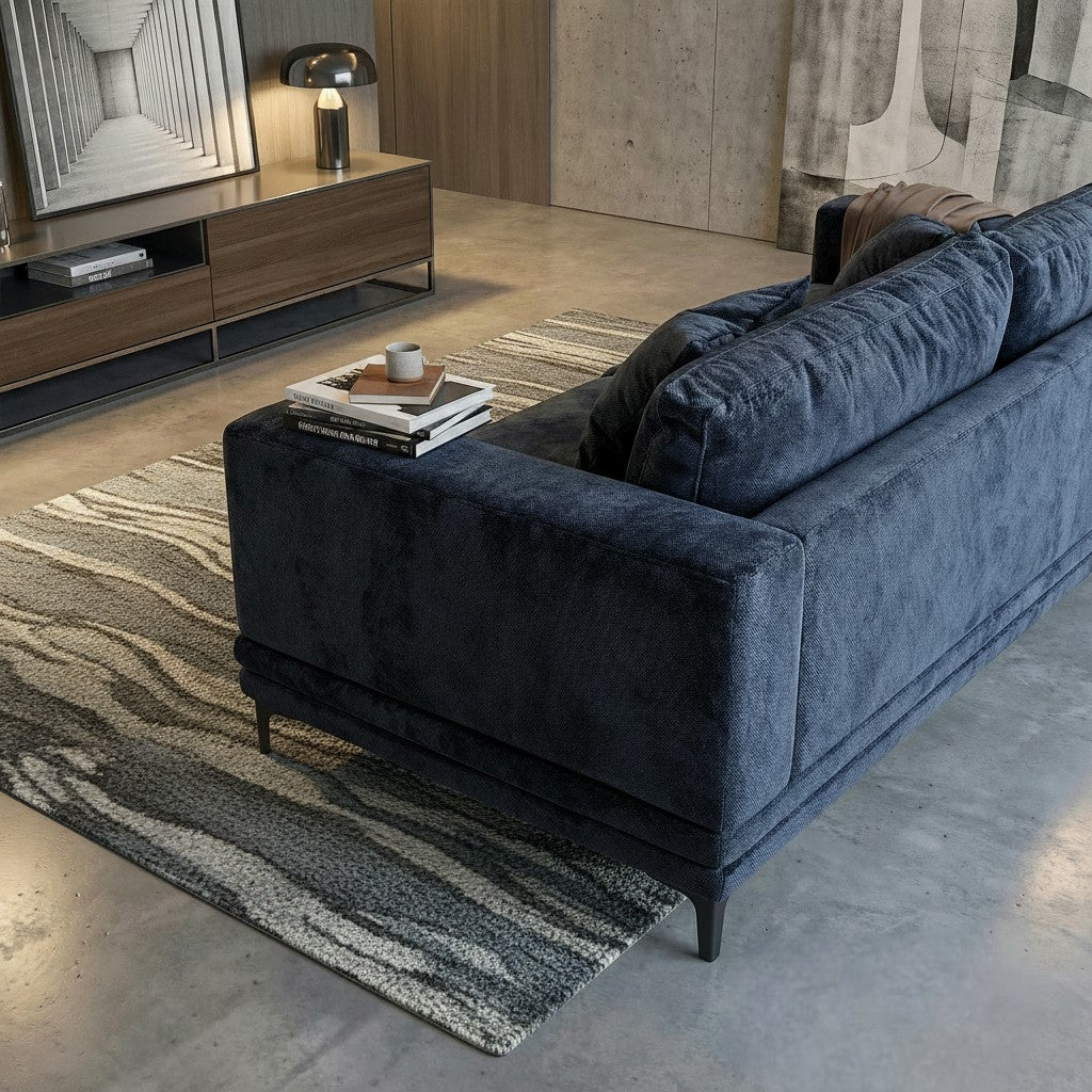 ALUXO Lenox 2 Seater Sofa In Aegean Blue Mermaid Velvet