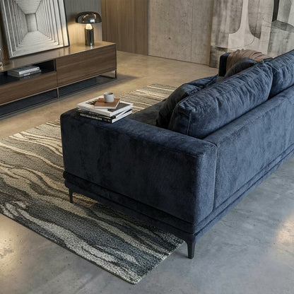 ALUXO Lenox 2 Seater Sofa In Aegean Blue Mermaid Velvet