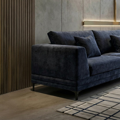 ALUXO Lenox 2 Seater Sofa In Aegean Blue Mermaid Velvet