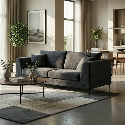 ALUXO Lenox 3 Seater Sofa In Steel Grey Mermaid Velvet