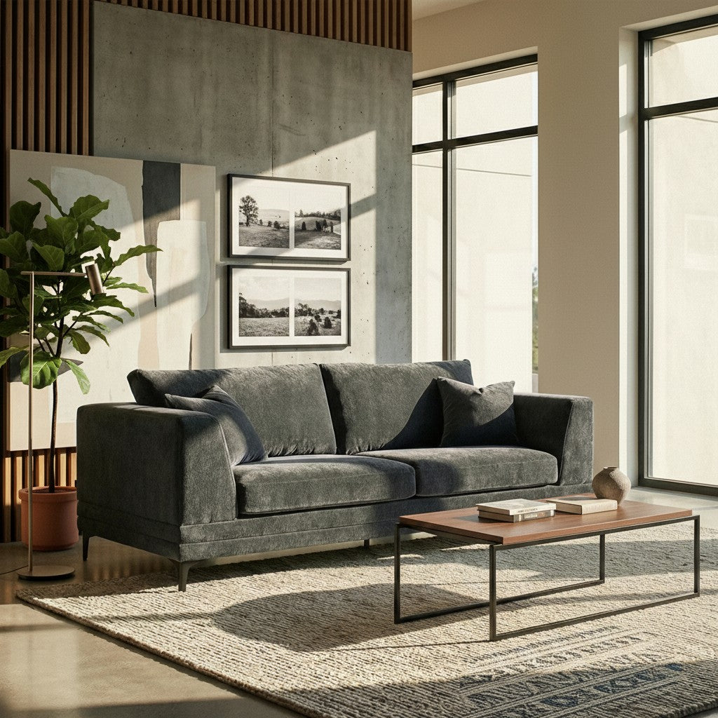 ALUXO Lenox 3 Seater Sofa In Aegean Blue Mermaid Velvet