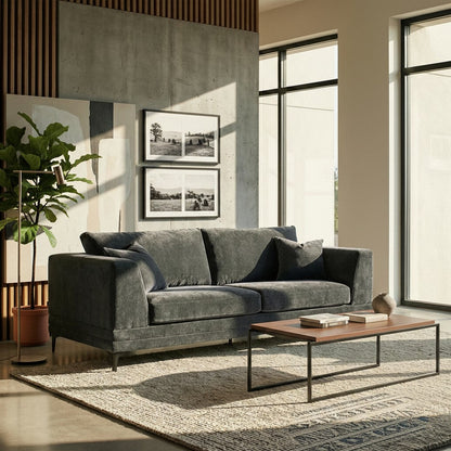ALUXO Lenox 3 Seater Sofa In Aegean Blue Mermaid Velvet