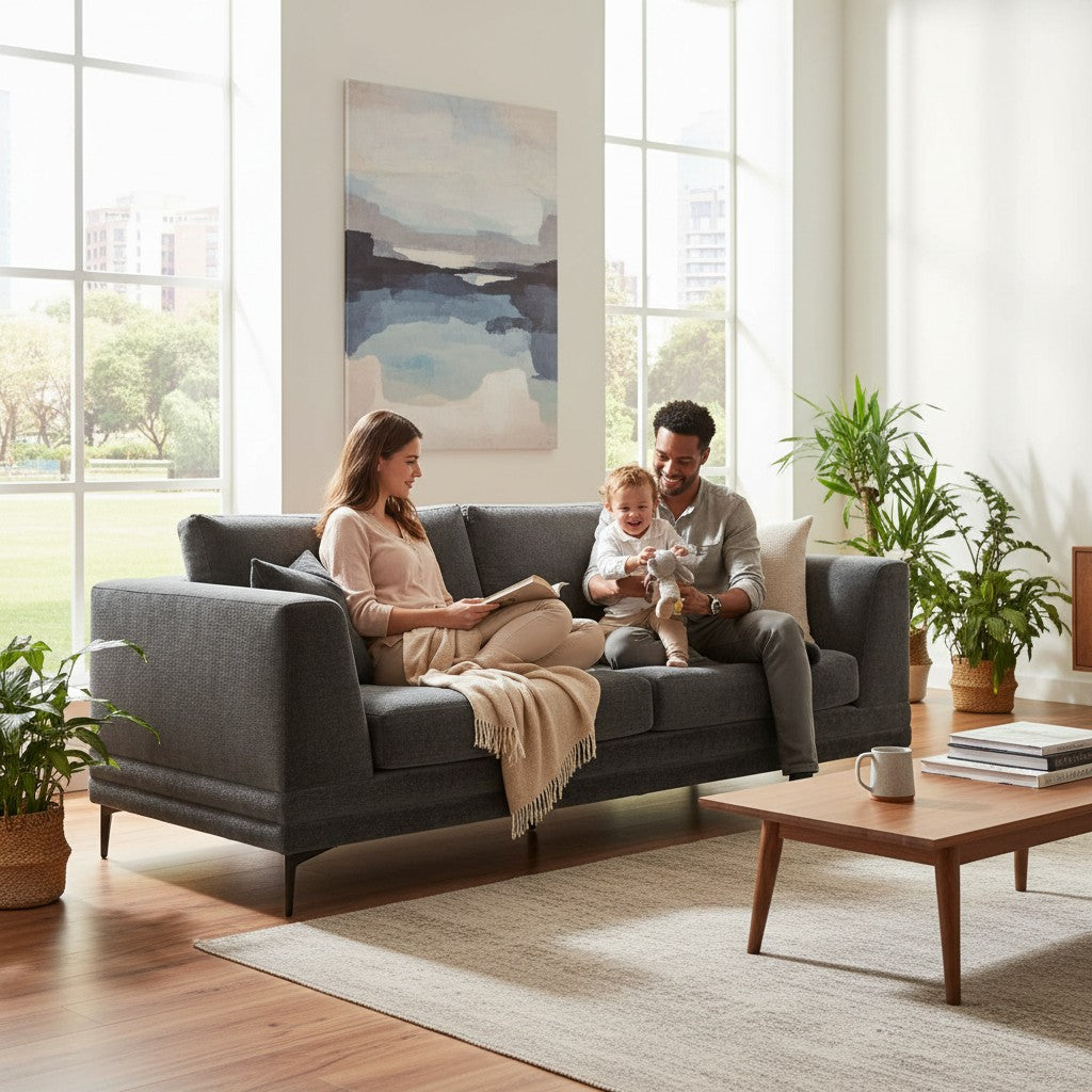 ALUXO Lenox 3 Seater Sofa In Aegean Blue Mermaid Velvet