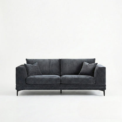 ALUXO Lenox 3 Seater Sofa In Aegean Blue Mermaid Velvet