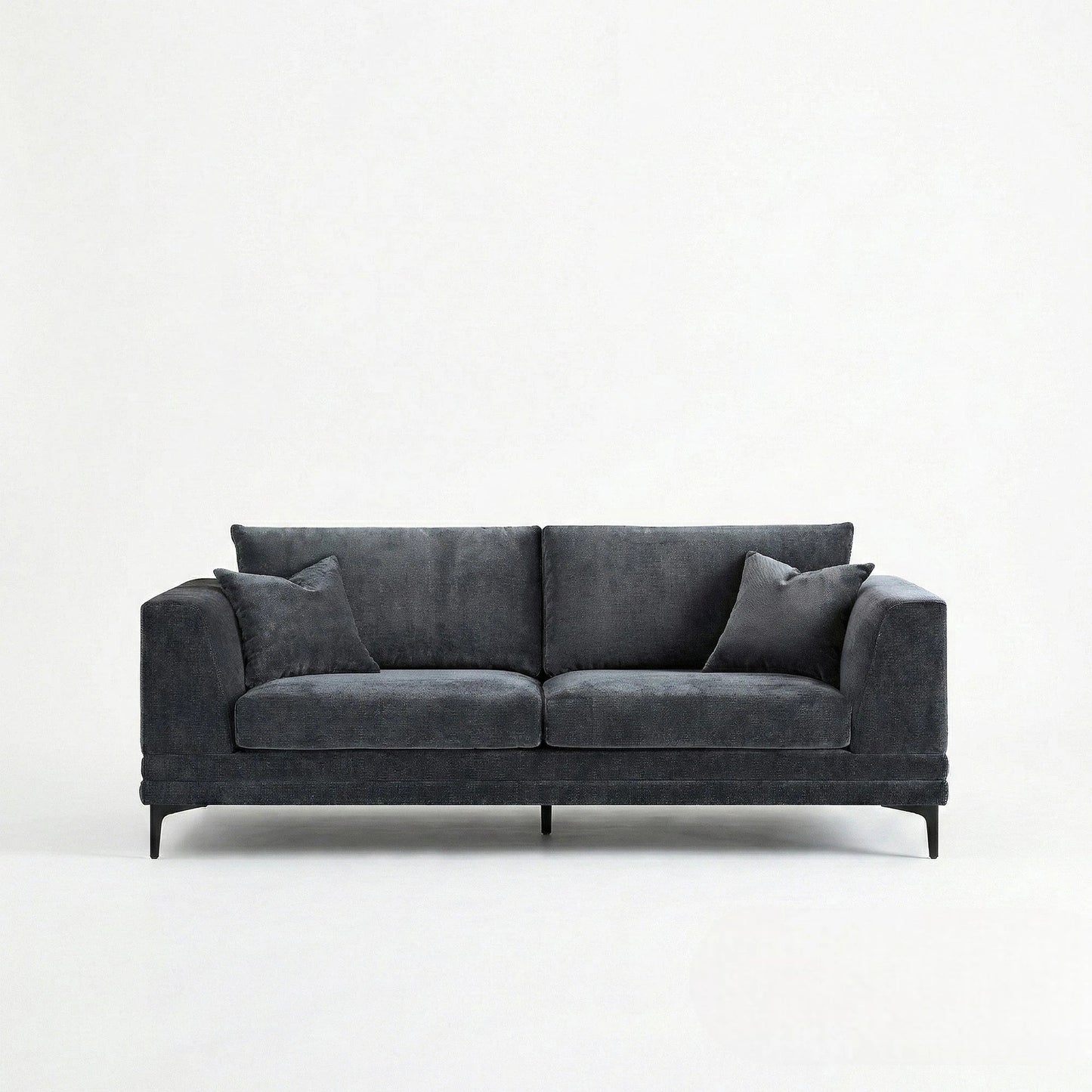 ALUXO Lenox 3 Seater Sofa In Steel Grey Mermaid Velvet