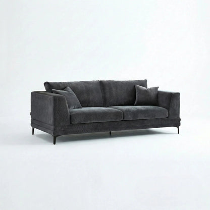 ALUXO Lenox 3 Seater Sofa In Aegean Blue Mermaid Velvet