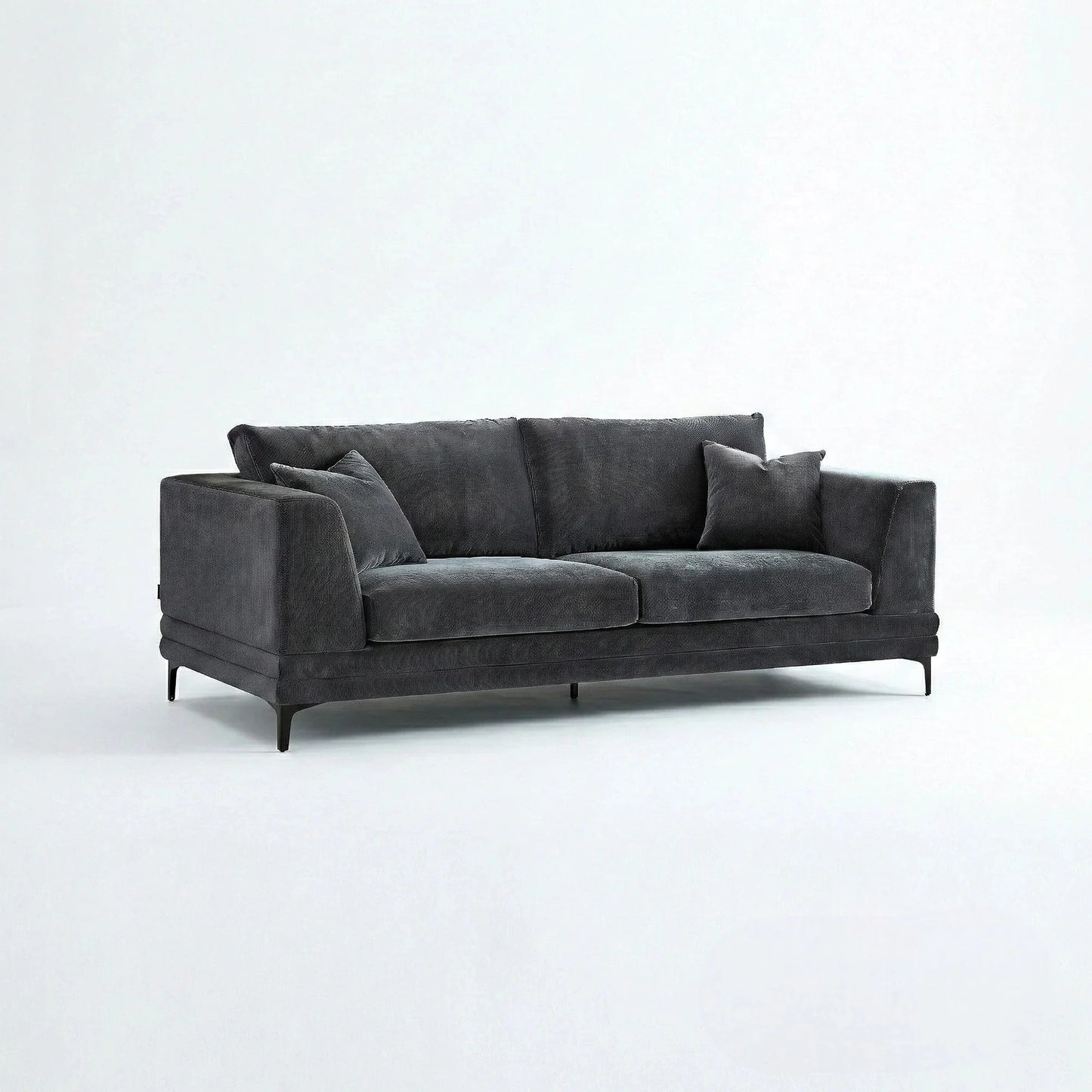 ALUXO Lenox 3 Seater Sofa In Steel Grey Mermaid Velvet