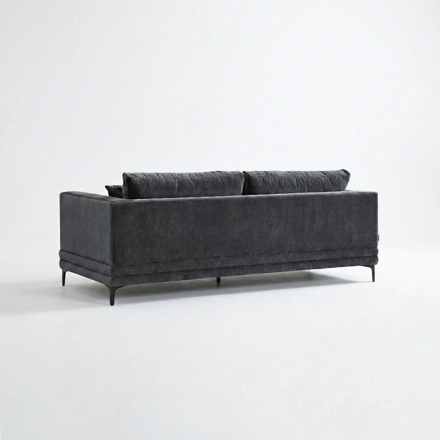 ALUXO Lenox 3 Seater Sofa In Steel Grey Mermaid Velvet