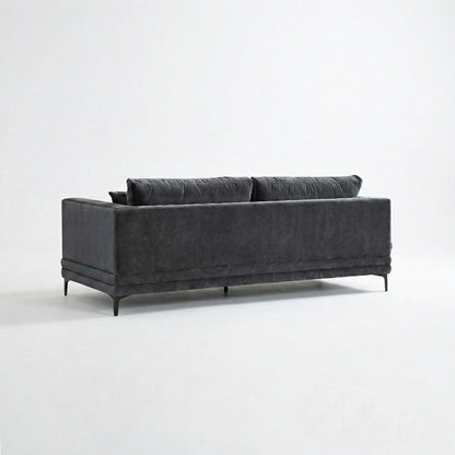 ALUXO Lenox 3 Seater Sofa In Steel Grey Mermaid Velvet