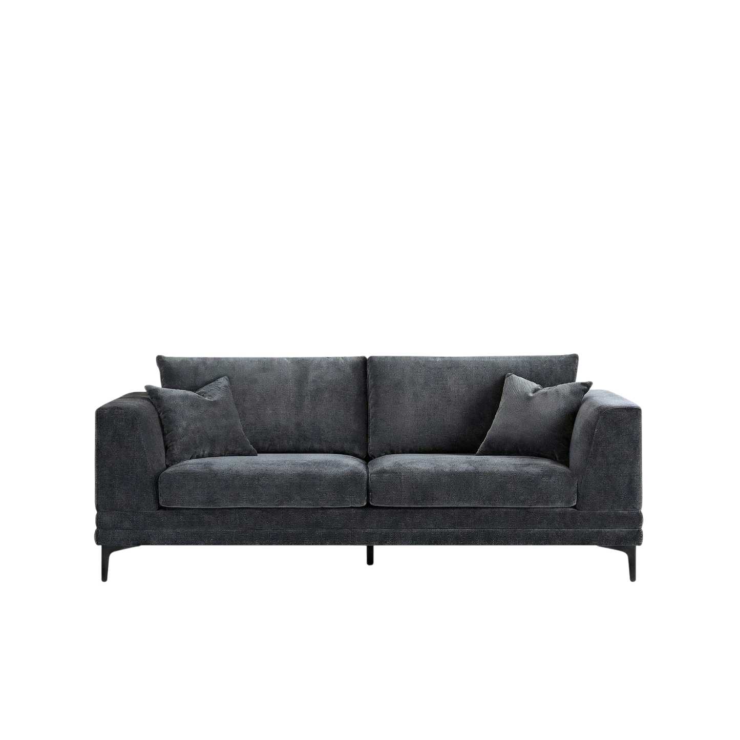 ALUXO Lenox 3 Seater Sofa In Steel Grey Mermaid Velvet