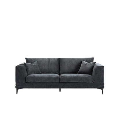 ALUXO Lenox 3 Seater Sofa In Steel Grey Mermaid Velvet