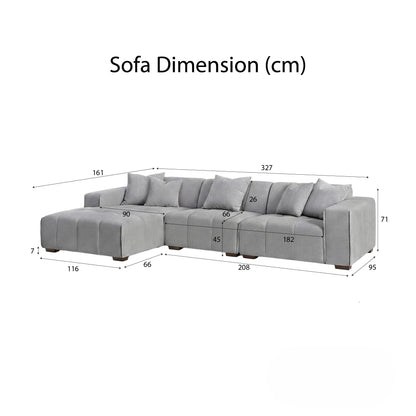 ALUXO Leonard Left Hand Facing  Corner Sofa In Cloudy Grey Boucle Fabric