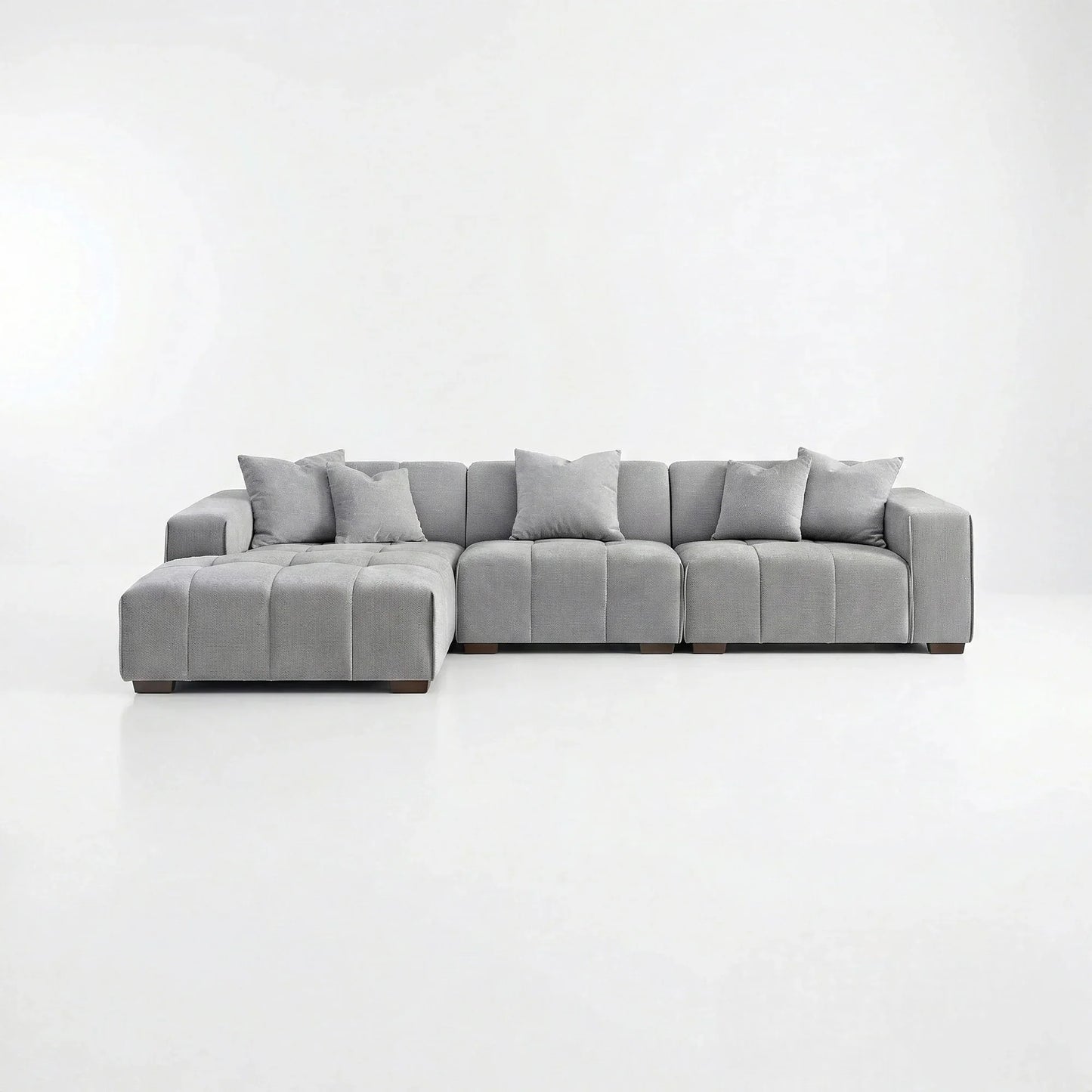 ALUXO Leonard Left Hand Facing  Corner Sofa In Cloudy Grey Boucle Fabric