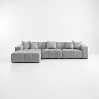 ALUXO Leonard Left Hand Facing  Corner Sofa In Cloudy Grey Boucle Fabric