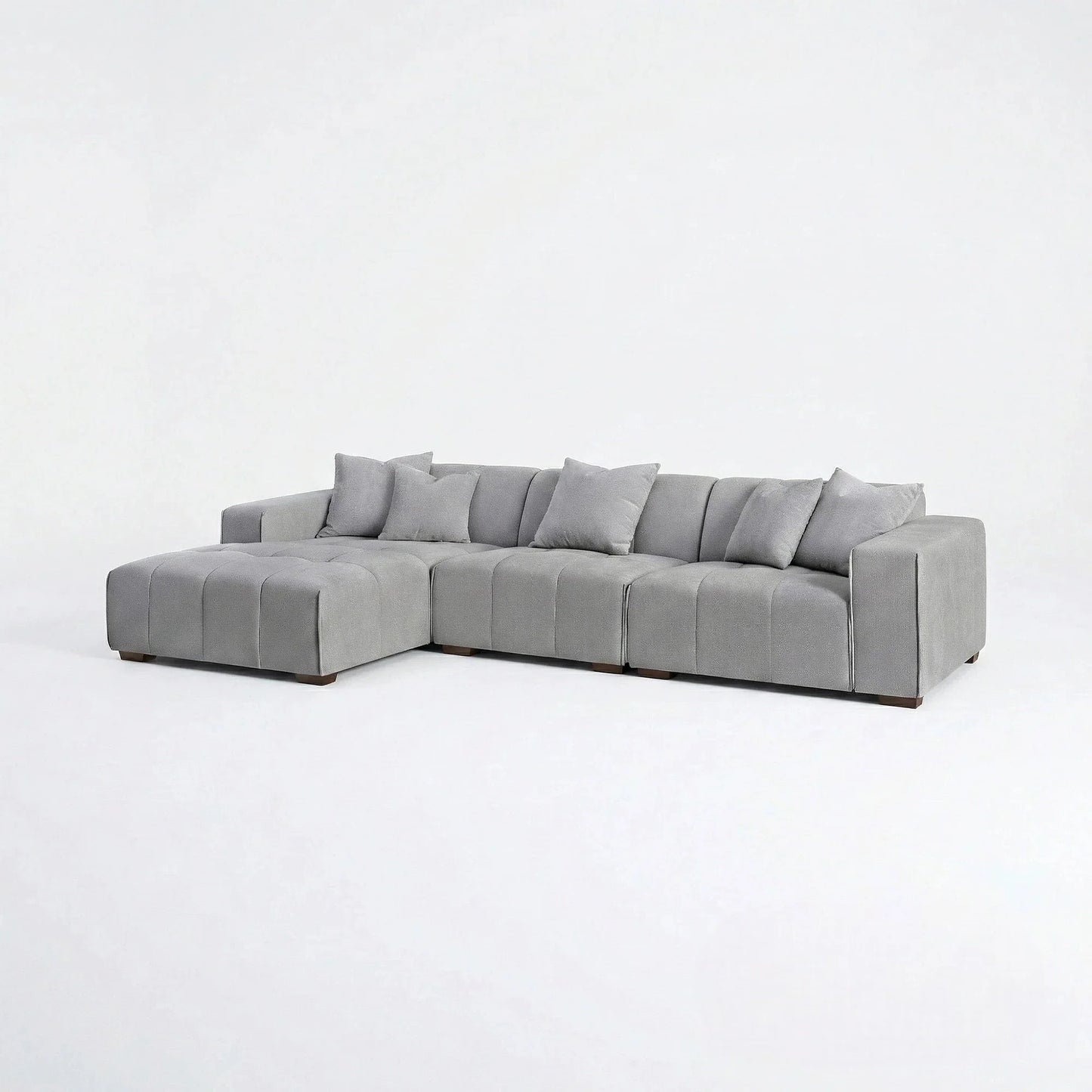 ALUXO Leonard Left Hand Facing  Corner Sofa In Cloudy Grey Boucle Fabric