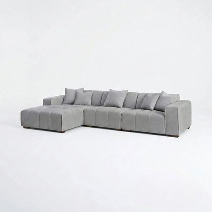ALUXO Leonard Left Hand Facing  Corner Sofa In Cloudy Grey Boucle Fabric