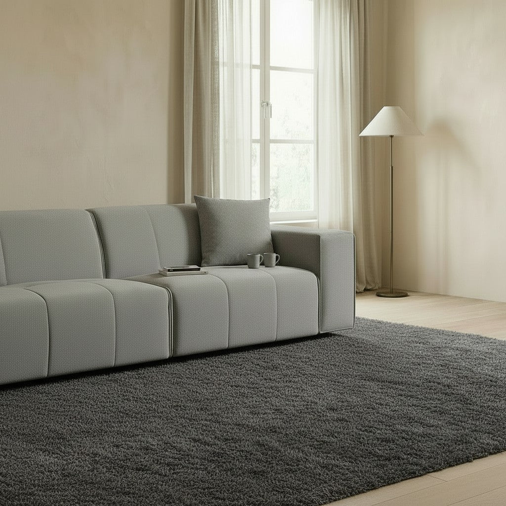 ALUXO Leonard Right Hand Facing Corner Sofa In Cloudy Grey Boucle Fabric