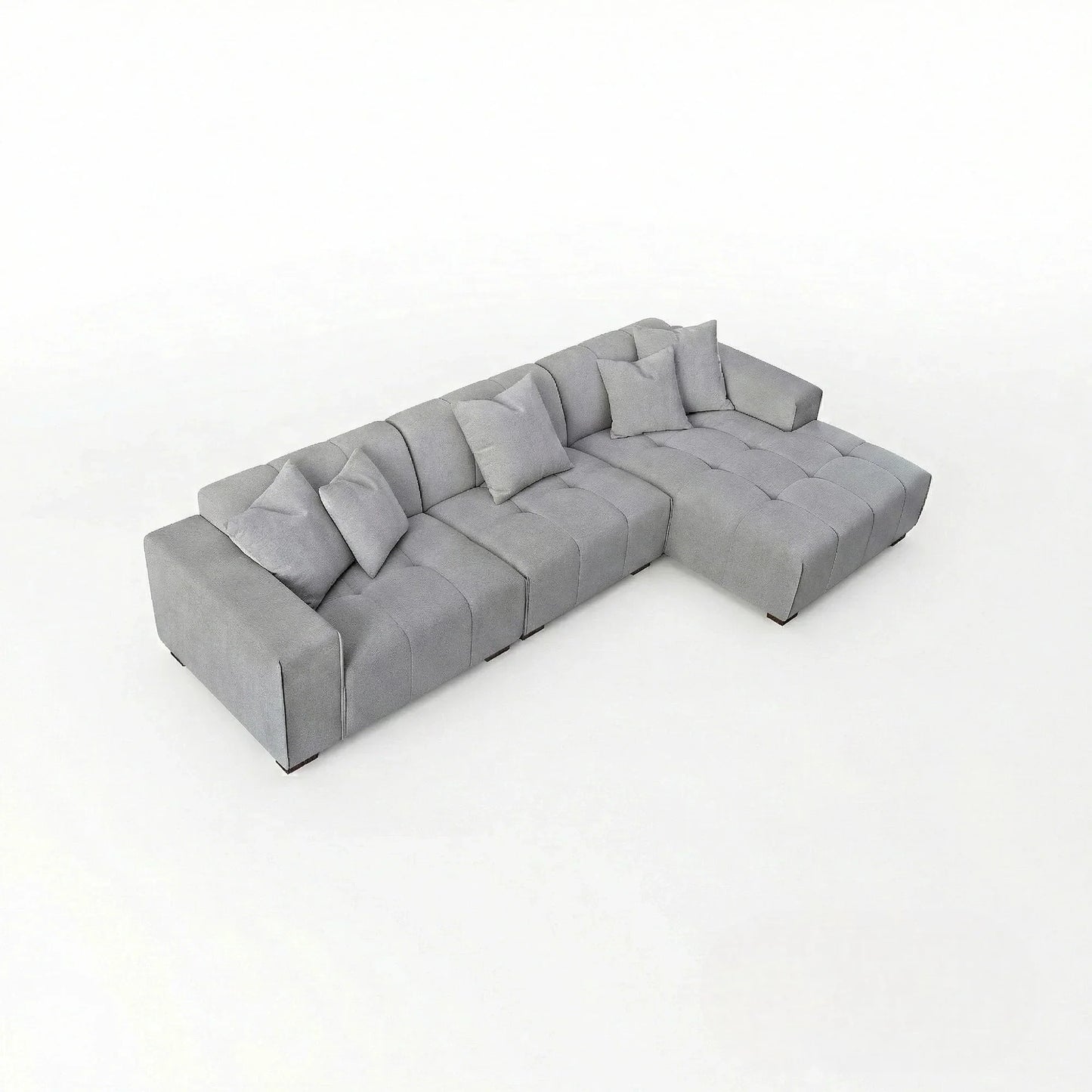 ALUXO Leonard Right Hand Facing Corner Sofa In Cloudy Grey Boucle Fabric