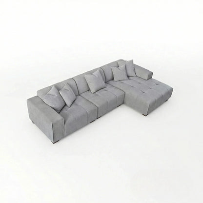 ALUXO Leonard Right Hand Facing Corner Sofa In Cloudy Grey Boucle Fabric