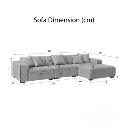 ALUXO Leonard Right Hand Facing Corner Sofa In Cloudy Grey Boucle Fabric