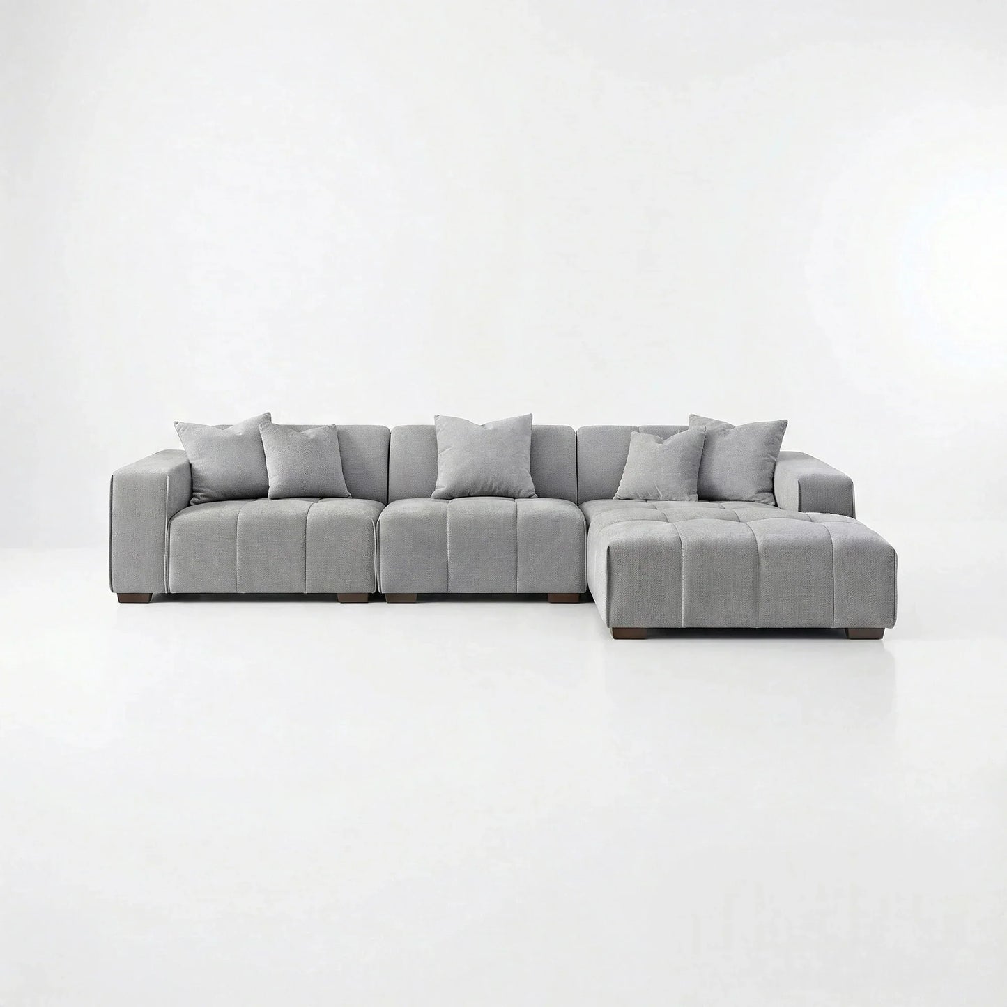 ALUXO Leonard Right Hand Facing Corner Sofa In Cloudy Grey Boucle Fabric