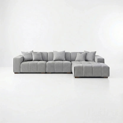 ALUXO Leonard Right Hand Facing Corner Sofa In Cloudy Grey Boucle Fabric